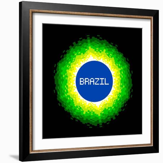 8-Bit Pixel-Art Brazil World Concept-wongstock-Framed Art Print