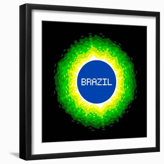 8-Bit Pixel-Art Brazil World Concept-wongstock-Framed Art Print