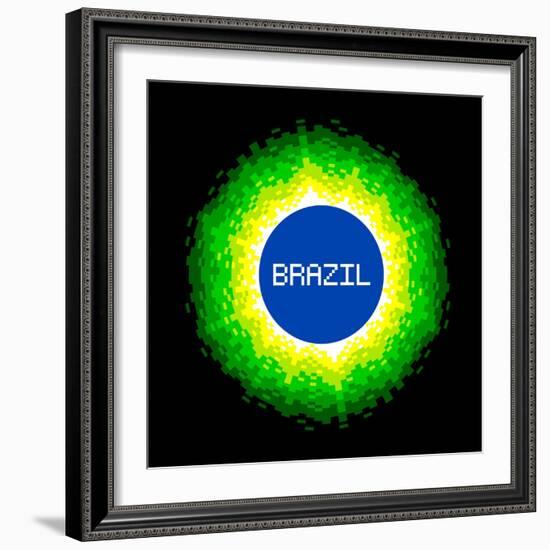 8-Bit Pixel-Art Brazil World Concept-wongstock-Framed Art Print