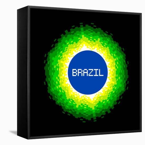 8-Bit Pixel-Art Brazil World Concept-wongstock-Framed Stretched Canvas