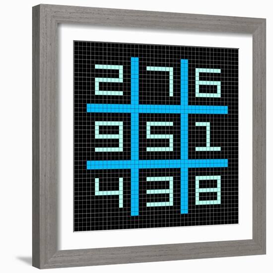 8-Bit Pixel Art Magic Square with Numbers 1-9-wongstock-Framed Premium Giclee Print