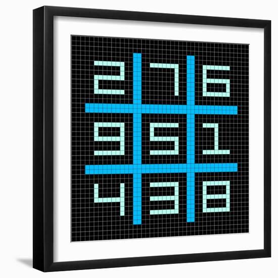 8-Bit Pixel Art Magic Square with Numbers 1-9-wongstock-Framed Premium Giclee Print