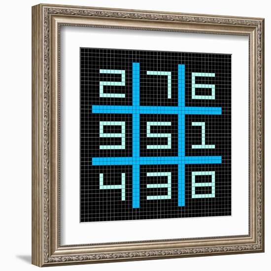 8-Bit Pixel Art Magic Square with Numbers 1-9-wongstock-Framed Art Print