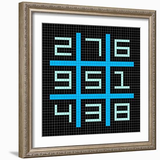 8-Bit Pixel Art Magic Square with Numbers 1-9-wongstock-Framed Art Print