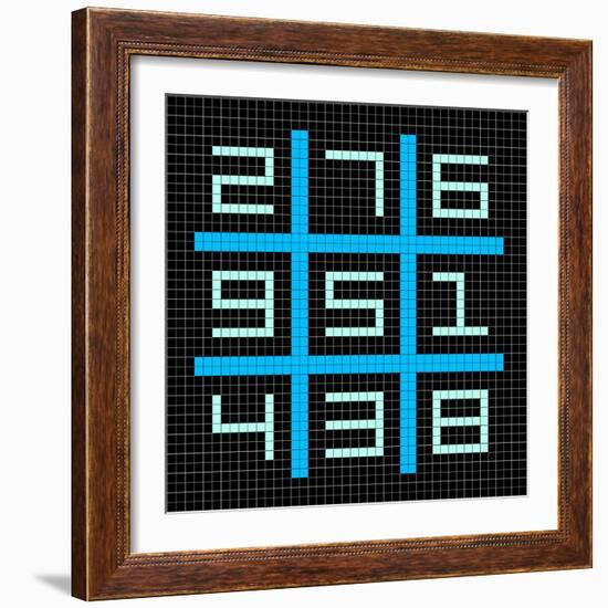 8-Bit Pixel Art Magic Square with Numbers 1-9-wongstock-Framed Art Print