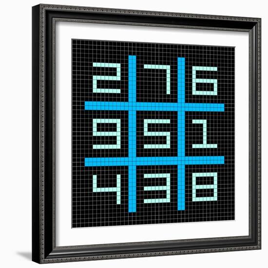 8-Bit Pixel Art Magic Square with Numbers 1-9-wongstock-Framed Art Print