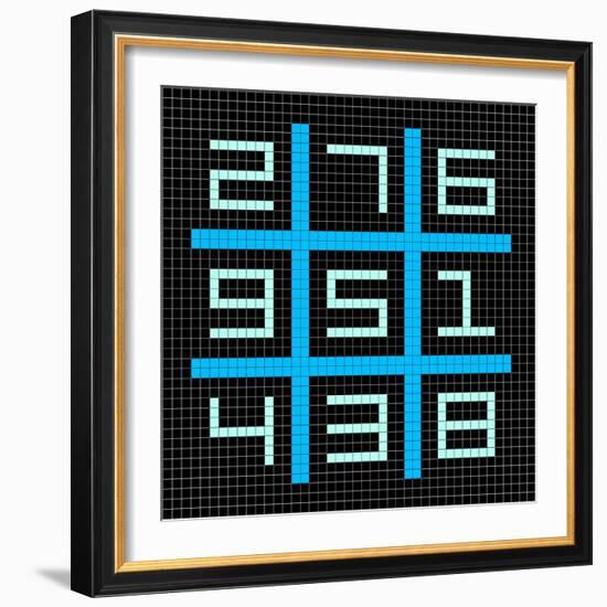 8-Bit Pixel Art Magic Square with Numbers 1-9-wongstock-Framed Art Print