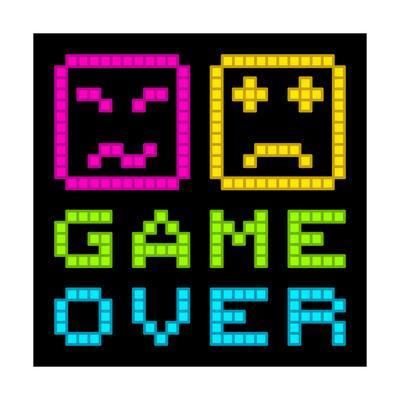 8 Bit Pixel Art Retro Arcade Game Over Message Eps8 Vector Art