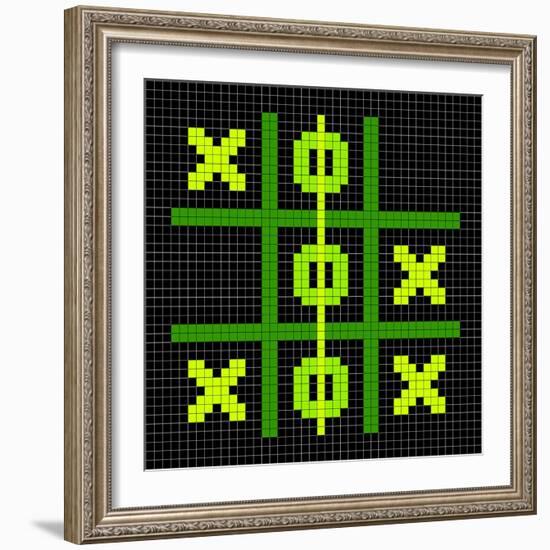 8-Bit Pixel Art Tic Tac Toe Game - Winning Position-wongstock-Framed Art Print