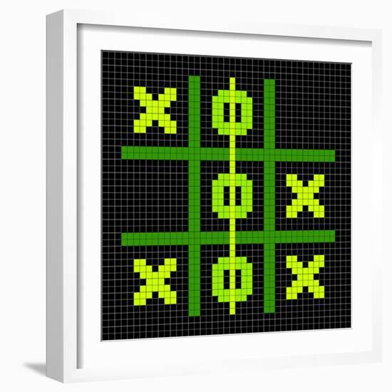 8-Bit Pixel Art Tic Tac Toe Game - Winning Position-wongstock-Framed Art Print