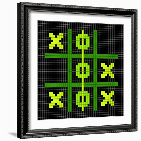 8-Bit Pixel Art Tic Tac Toe Game - Winning Position-wongstock-Framed Art Print