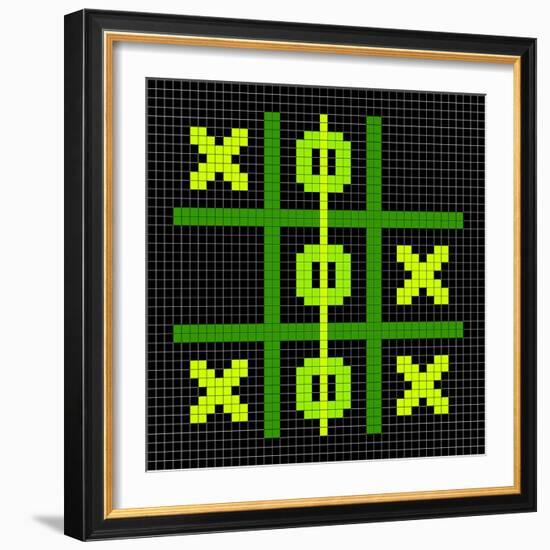 8-Bit Pixel Art Tic Tac Toe Game - Winning Position-wongstock-Framed Art Print