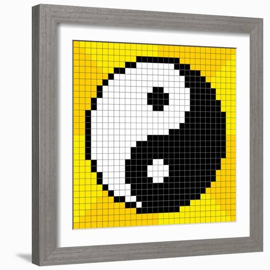 8-Bit Pixel-Art Yin Yang Symbol-wongstock-Framed Art Print