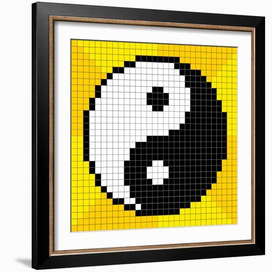 8-Bit Pixel-Art Yin Yang Symbol-wongstock-Framed Art Print