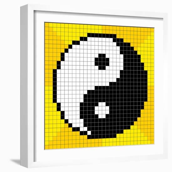 8-Bit Pixel-Art Yin Yang Symbol-wongstock-Framed Art Print