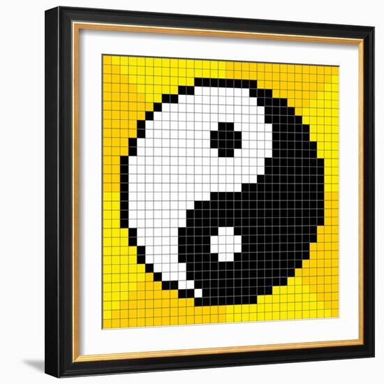 8-Bit Pixel-Art Yin Yang Symbol-wongstock-Framed Art Print