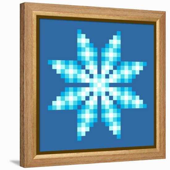 8-Bit Pixel Crystalline Snowflake-wongstock-Framed Stretched Canvas