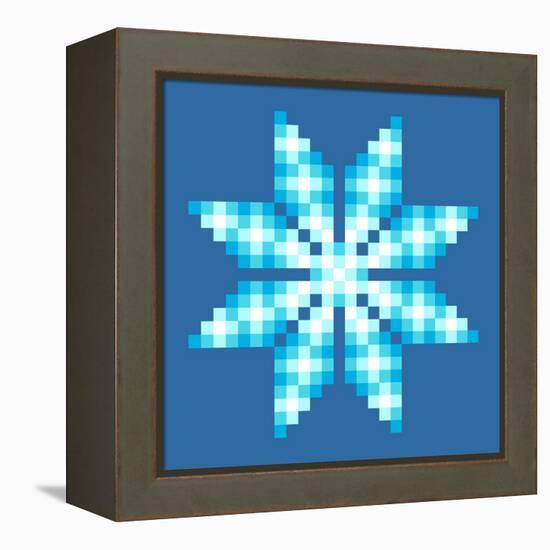 8-Bit Pixel Crystalline Snowflake-wongstock-Framed Stretched Canvas