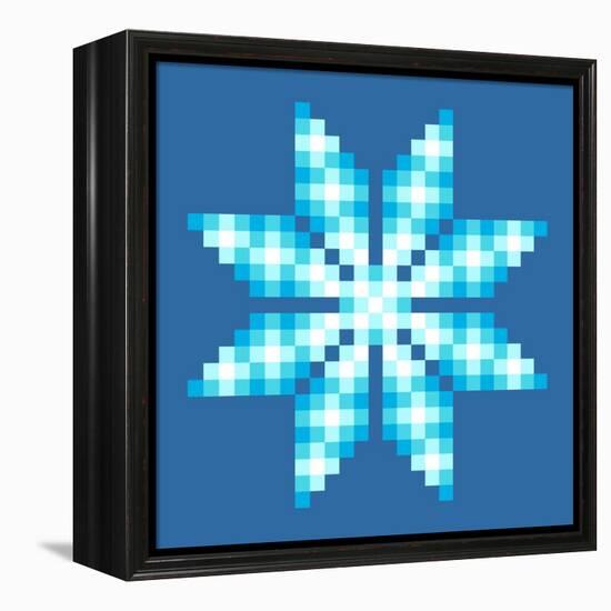 8-Bit Pixel Crystalline Snowflake-wongstock-Framed Stretched Canvas