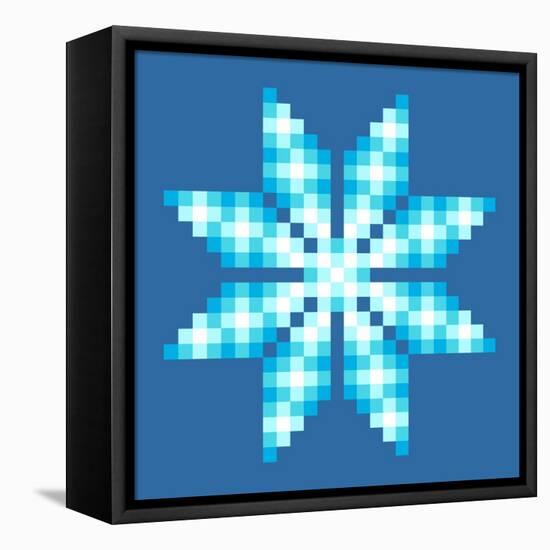 8-Bit Pixel Crystalline Snowflake-wongstock-Framed Stretched Canvas