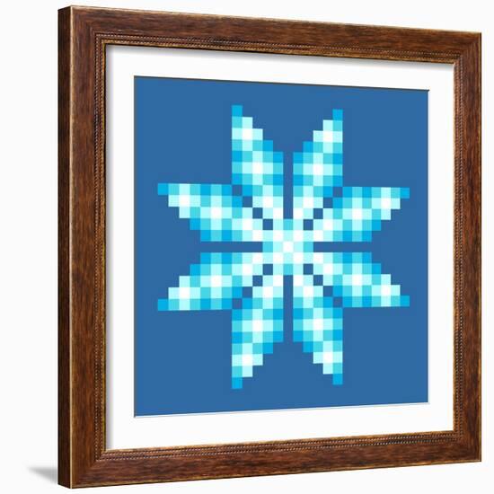 8-Bit Pixel Crystalline Snowflake-wongstock-Framed Art Print