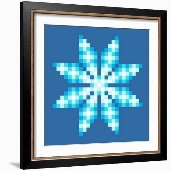 8-Bit Pixel Crystalline Snowflake-wongstock-Framed Art Print