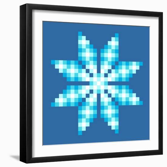 8-Bit Pixel Crystalline Snowflake-wongstock-Framed Art Print