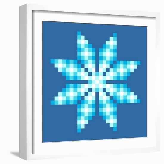 8-Bit Pixel Crystalline Snowflake-wongstock-Framed Art Print