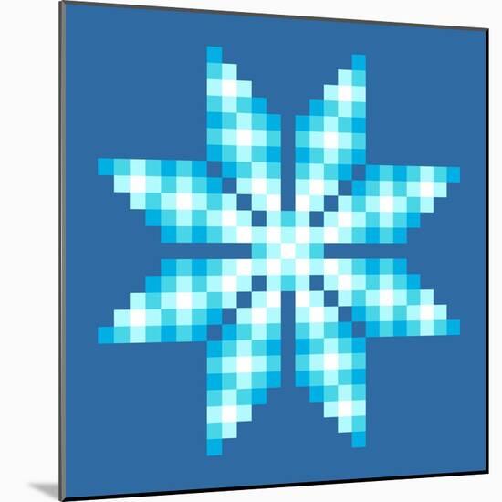 8-Bit Pixel Crystalline Snowflake-wongstock-Mounted Art Print