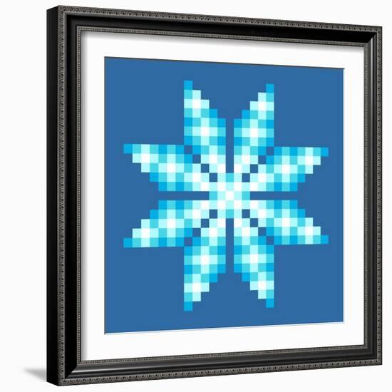 8-Bit Pixel Crystalline Snowflake-wongstock-Framed Art Print