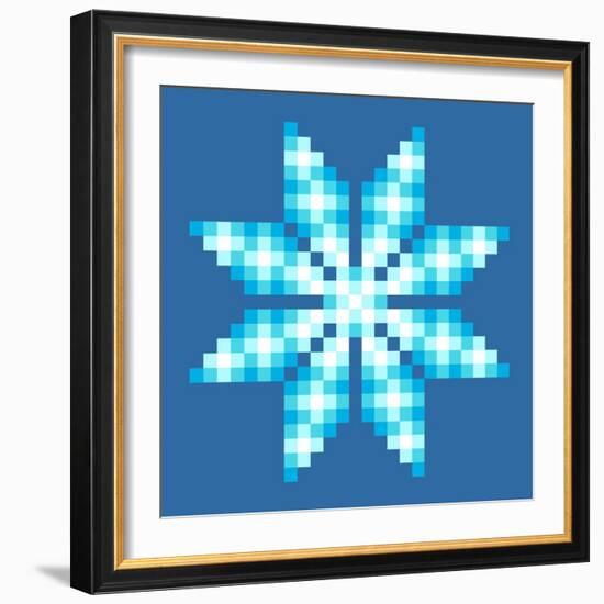 8-Bit Pixel Crystalline Snowflake-wongstock-Framed Art Print