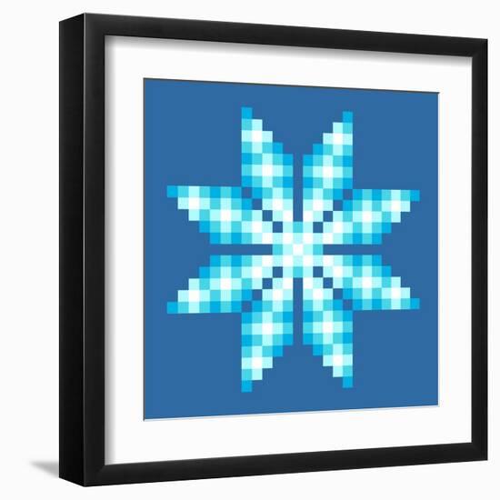 8-Bit Pixel Crystalline Snowflake-wongstock-Framed Art Print