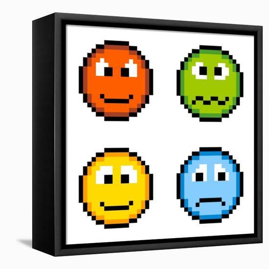 8-Bit Pixel Emotion Icons-wongstock-Framed Stretched Canvas