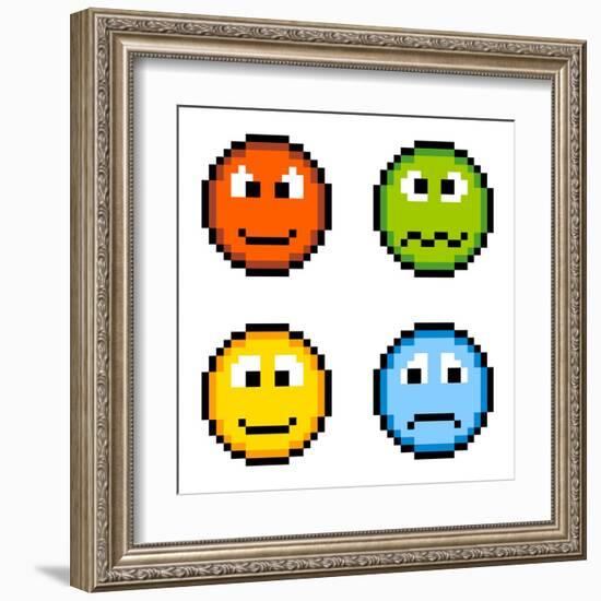 8-Bit Pixel Emotion Icons-wongstock-Framed Art Print