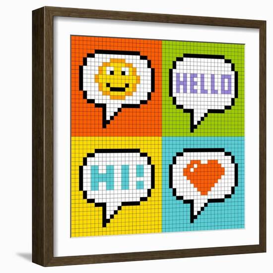 8-Bit Pixel Online Messaging Bubbles-wongstock-Framed Art Print