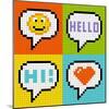 8-Bit Pixel Online Messaging Bubbles-wongstock-Mounted Art Print