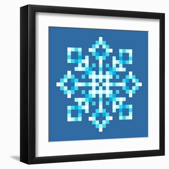 8-Bit Pixel Snowflake-wongstock-Framed Art Print