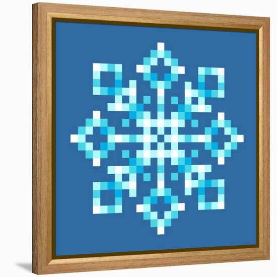 8-Bit Pixel Snowflake-wongstock-Framed Stretched Canvas