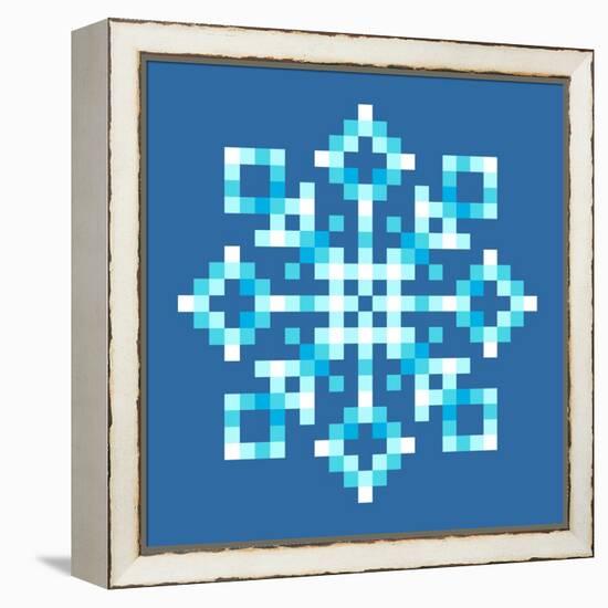 8-Bit Pixel Snowflake-wongstock-Framed Stretched Canvas