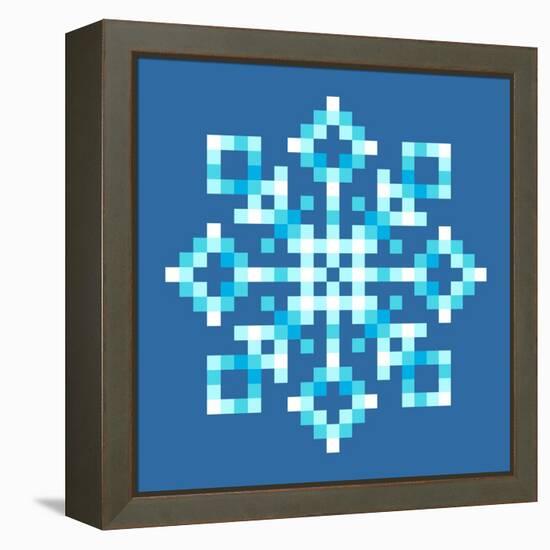 8-Bit Pixel Snowflake-wongstock-Framed Stretched Canvas