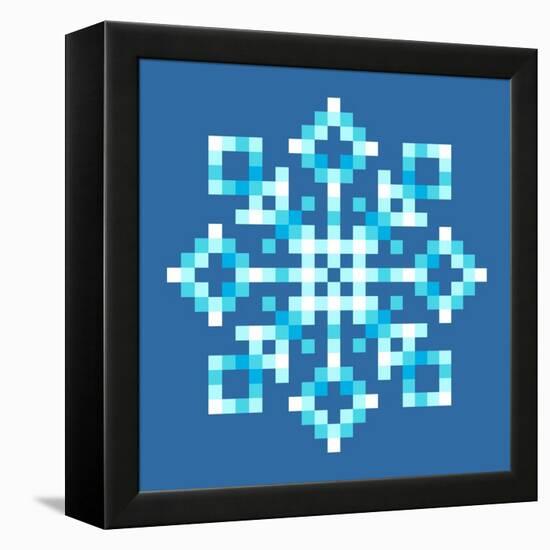 8-Bit Pixel Snowflake-wongstock-Framed Stretched Canvas