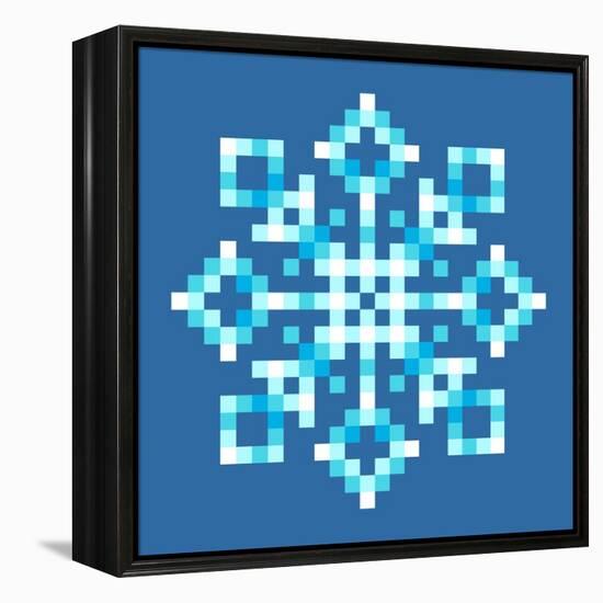 8-Bit Pixel Snowflake-wongstock-Framed Stretched Canvas