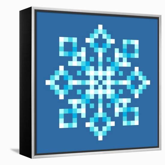 8-Bit Pixel Snowflake-wongstock-Framed Stretched Canvas