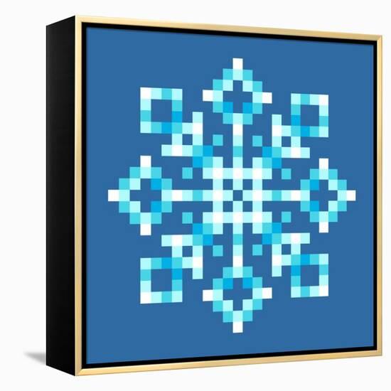 8-Bit Pixel Snowflake-wongstock-Framed Stretched Canvas