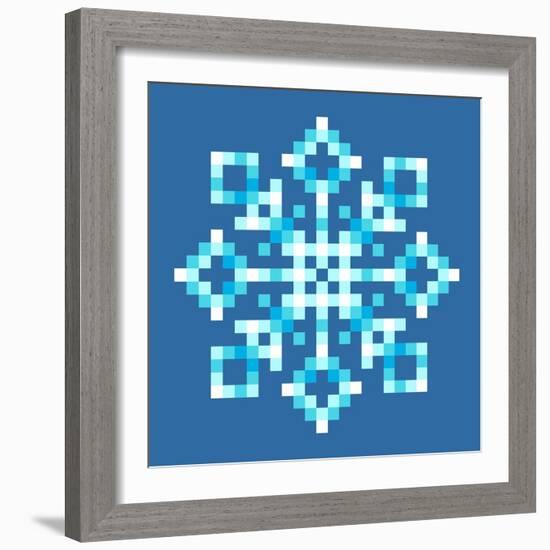 8-Bit Pixel Snowflake-wongstock-Framed Art Print