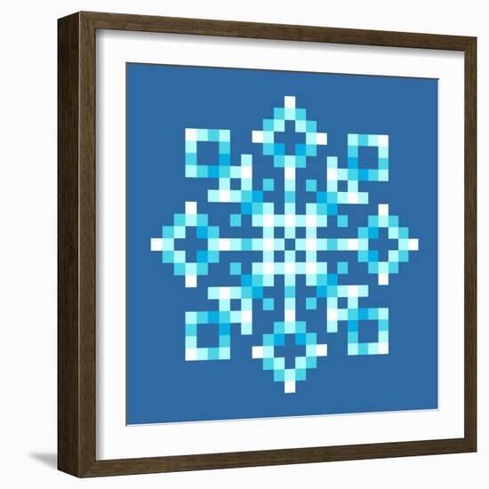 8-Bit Pixel Snowflake-wongstock-Framed Art Print