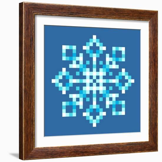 8-Bit Pixel Snowflake-wongstock-Framed Art Print