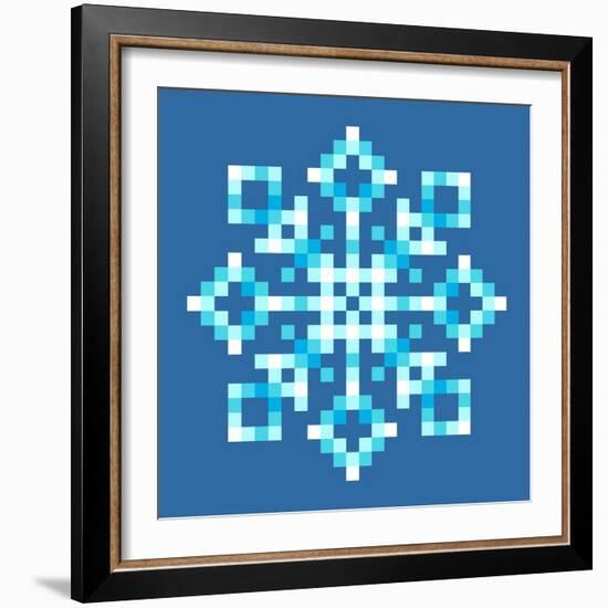 8-Bit Pixel Snowflake-wongstock-Framed Art Print