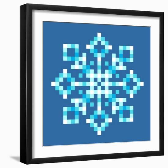 8-Bit Pixel Snowflake-wongstock-Framed Art Print