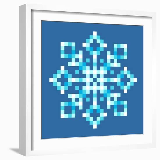 8-Bit Pixel Snowflake-wongstock-Framed Art Print